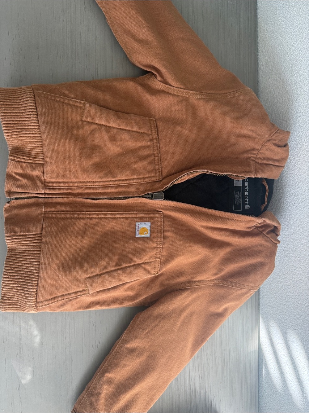 Carhartt Kids' Tan Brown Hooded Zip Insulated Jacket 3T